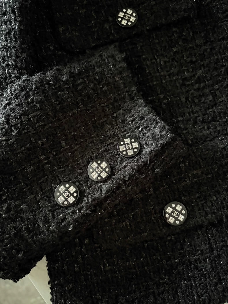 Chanel 21K Black Tweed Jacket