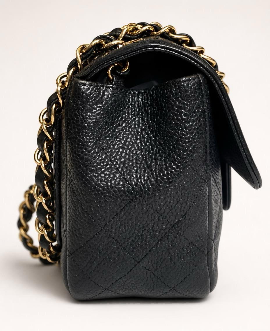 Chanel Mini Square Black Caviar Classic Timeless Flap Bag GHW