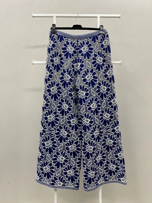 Chanel blue and white wide-leg pants
