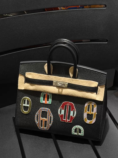 Hermes Birkin 20 Sellier Bouclerie Moderne Black Chèvre Palladium Hardware