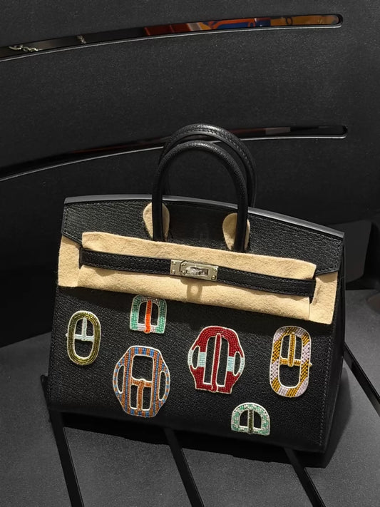 Hermes Birkin 20 Sellier Bouclerie Moderne Black Chèvre Palladium Hardware