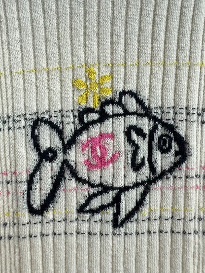 Chanel 25C white fish T-shirt