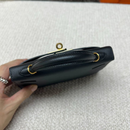 Hermès mini Kelly 20 black Epsom leather Gold Hardware