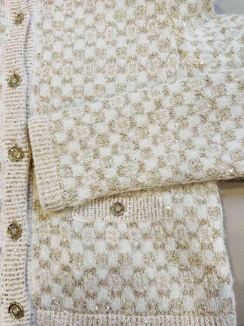 Chanel 23B beige cardigan & skirt set