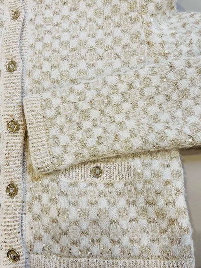 Chanel 23B beige cardigan & skirt set