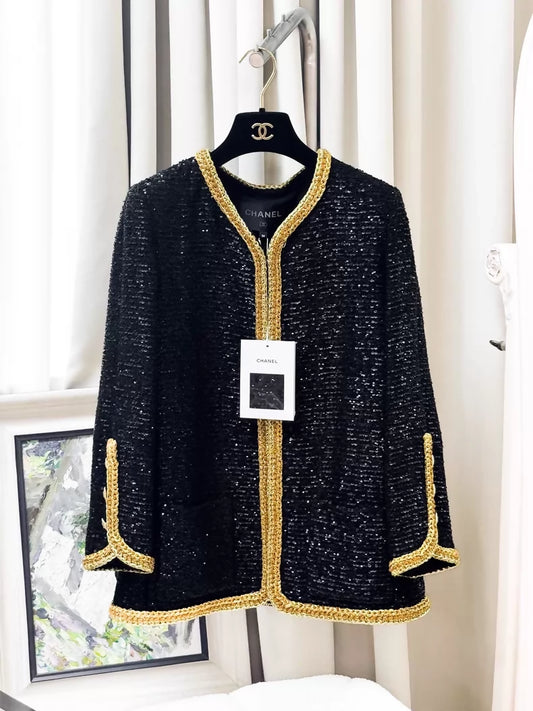 Chanel 22S Black jacket with Gold Trimming