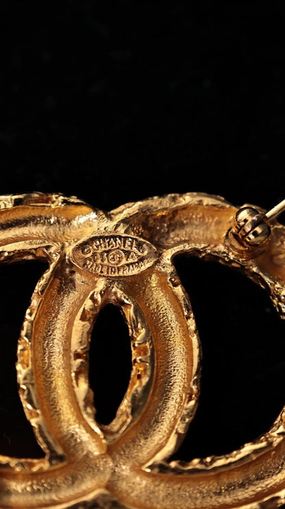 Chanel 2003 Plain Gold Lava CC Tassel Brooch