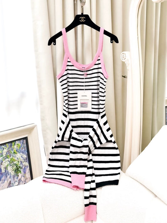 Chanel 24S pink striped knit dress