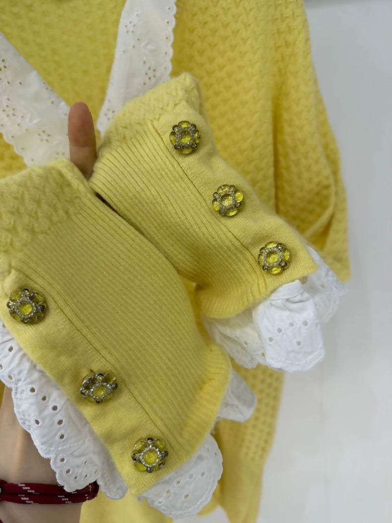 Chanel 24A Lemon Yellow Cashmere Knit Sweater