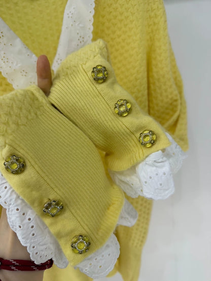 Chanel 24A Lemon Yellow Cashmere Knit Sweater