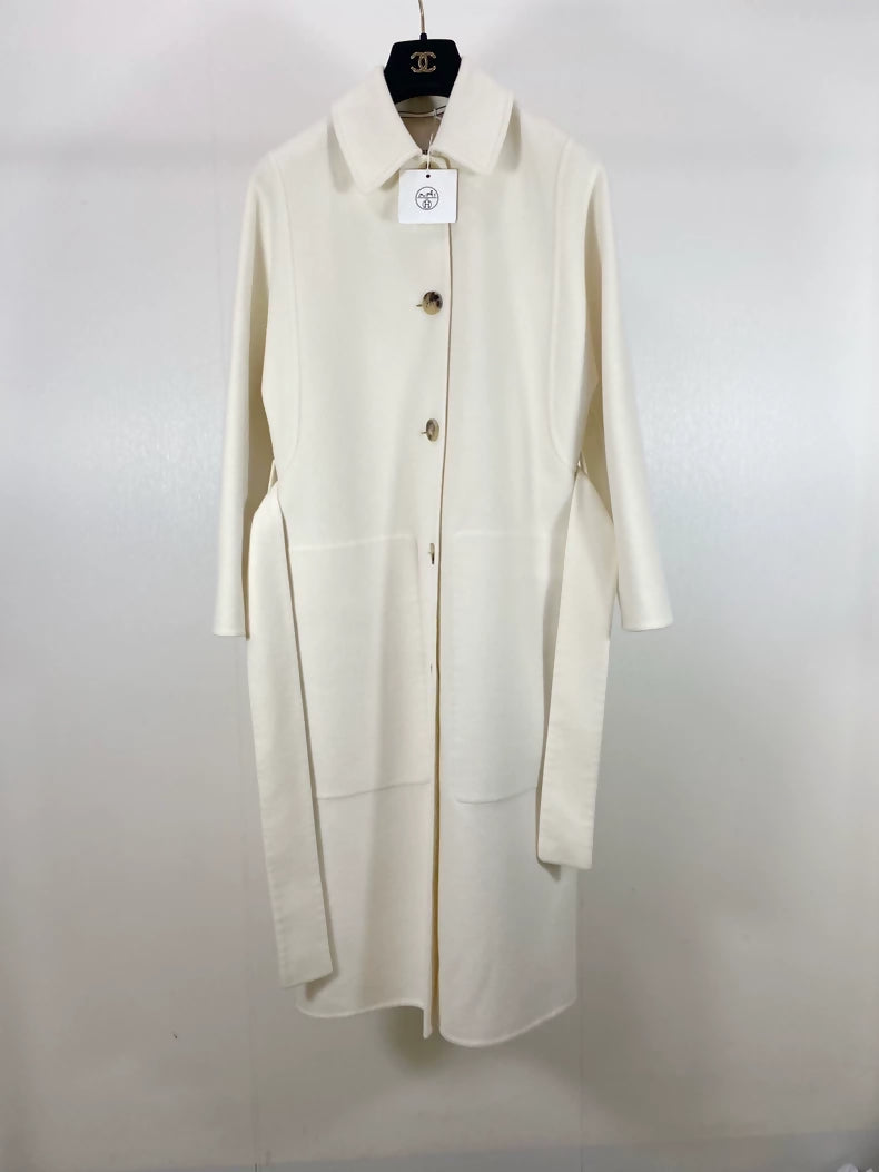 Hermes beige cashmere belted coat