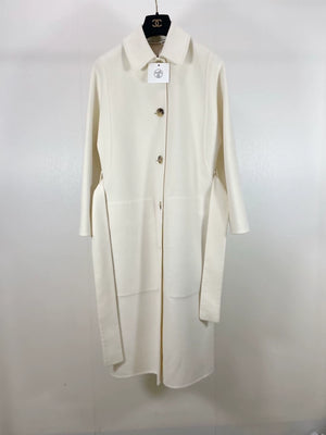 Hermes beige cashmere belted coat