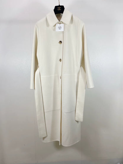 Hermes beige cashmere belted coat