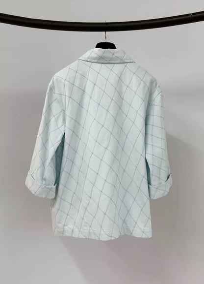 Chanel Coco blue quilted shirt jacket