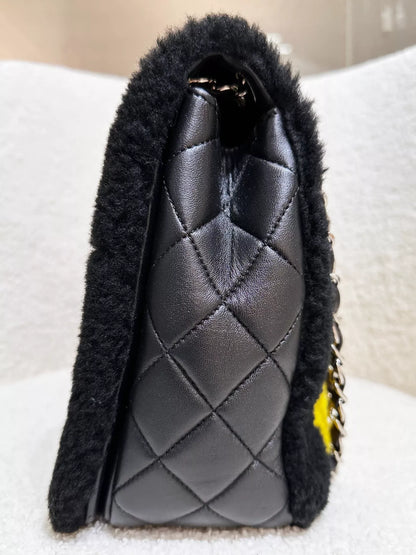 Chanel 2018 Jumbo Classic Flap “Pop Art No.5” Bag, Shearling and Lambskin with Silver Hardware