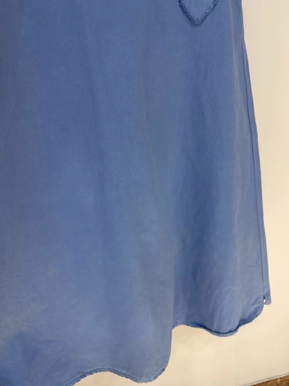 Prada distressed washed blue denim dress with triangle logo