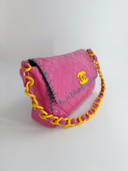 Chanel 1994 Vintage Pink Vinyl Jumbo Flap Bag