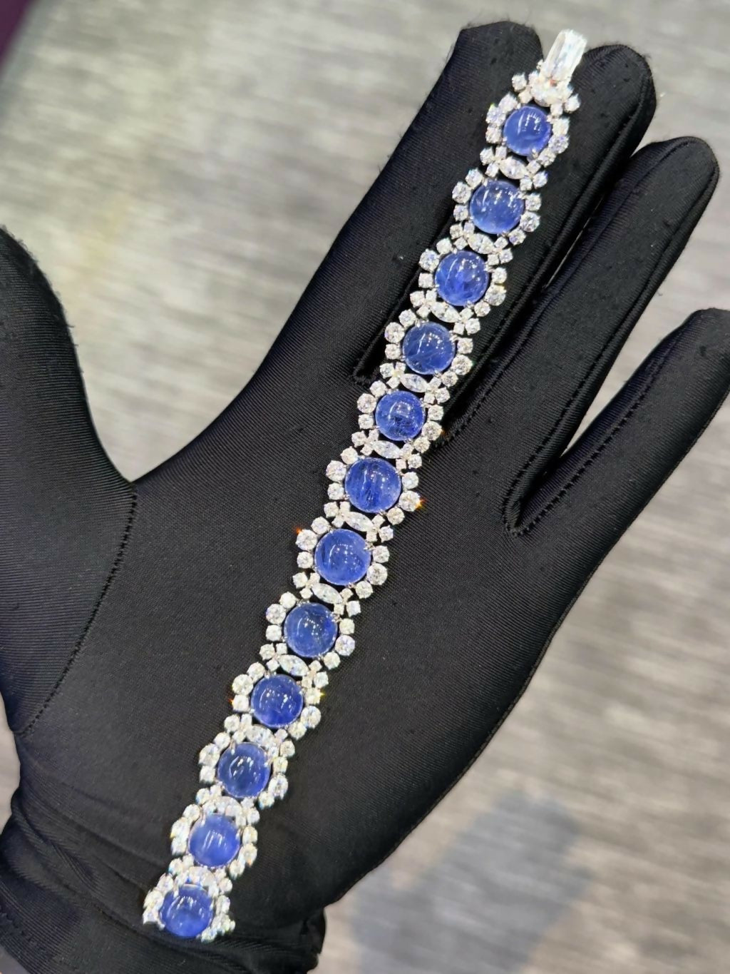 Bvlgari Certified Natural Burmese Cabochon Sapphire and Diamond Bracelet
