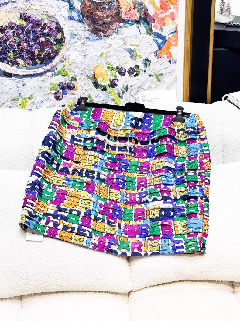 Chanel 21S multicolour graffiti skirt
