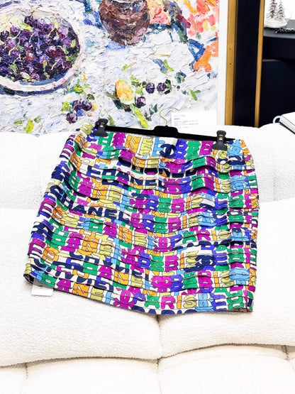Chanel 21S multicolour graffiti skirt