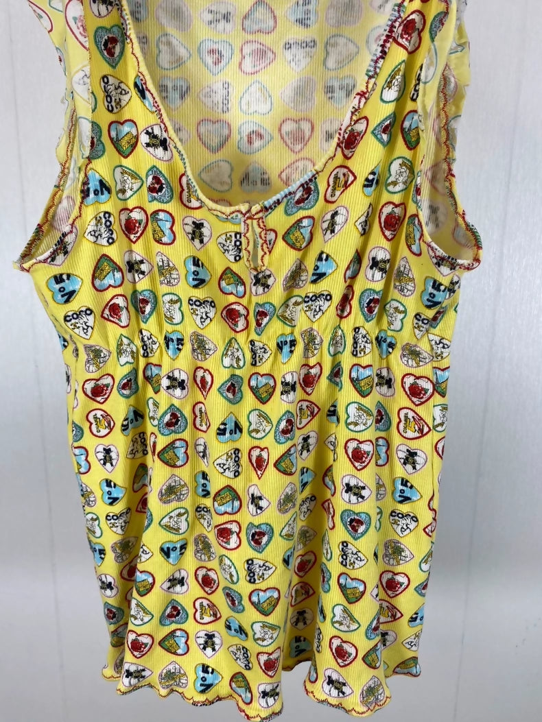 Chanel 06P yellow top with ruffled trim
