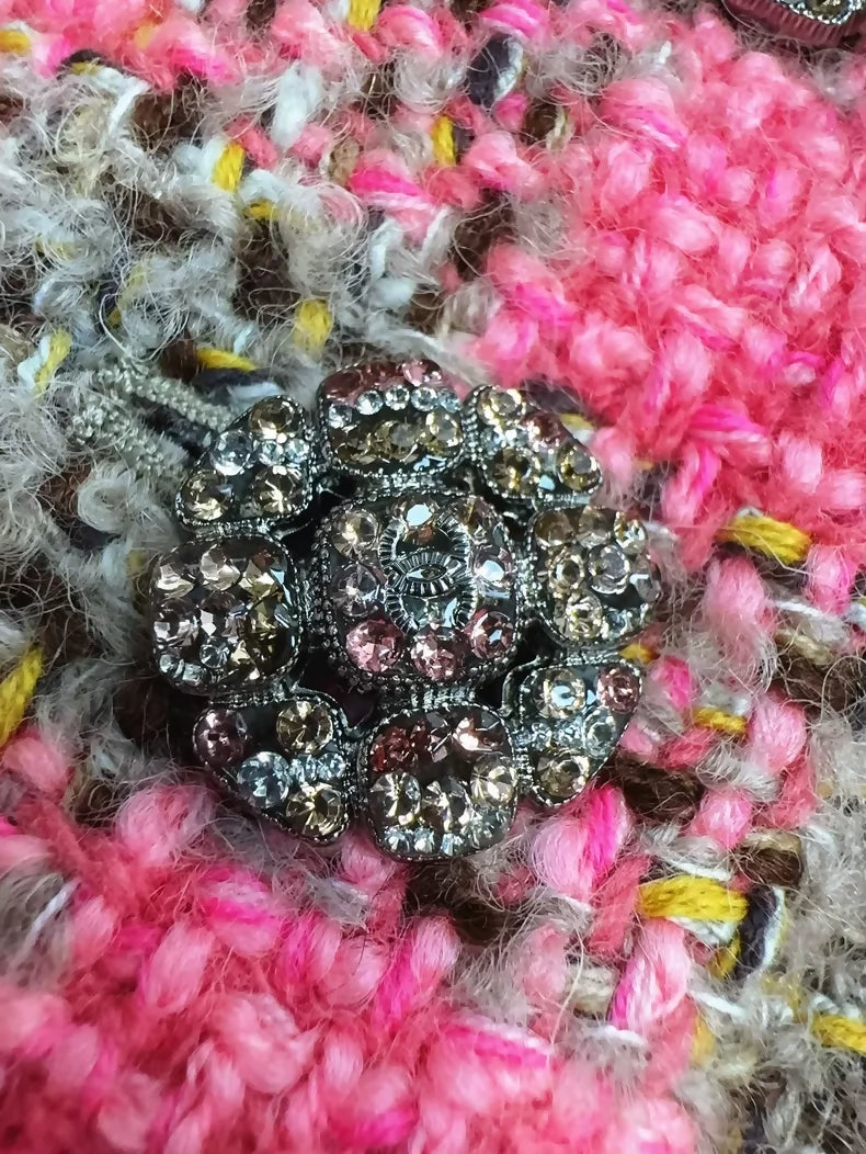 Chanel 22K pink and khaki tweed jacket