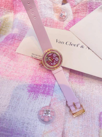 VCA Van Cleef & Arpels Japan Limited Extraordinary Dial Series Cherry Blossom Fairy Pink Dial Quartz Ladies Watch