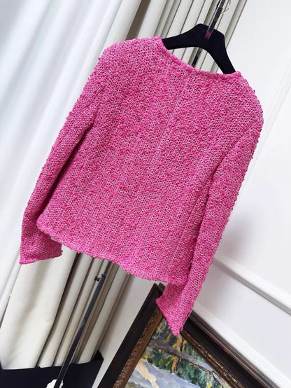 Chanel 21C rose pink tweed jacket