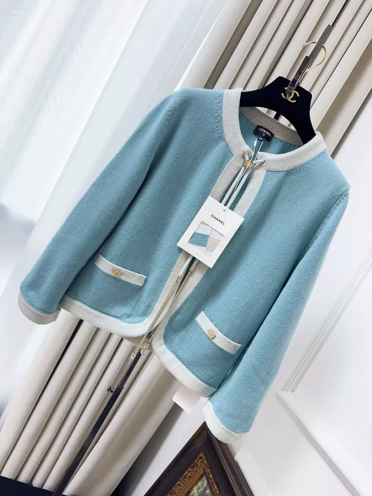 Chanel 25A Baby Blue Cardigan