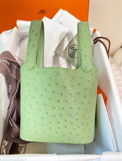 Hermès Picotin Micro Ostrich Vert Criquet