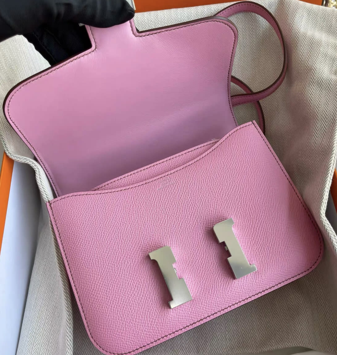 Hermes Pink Epsom Leather Mini Constance Bag