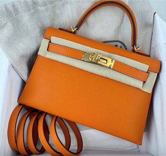 Hermes Mini Kelly 20 Orange Epsom leather Gold Hardware