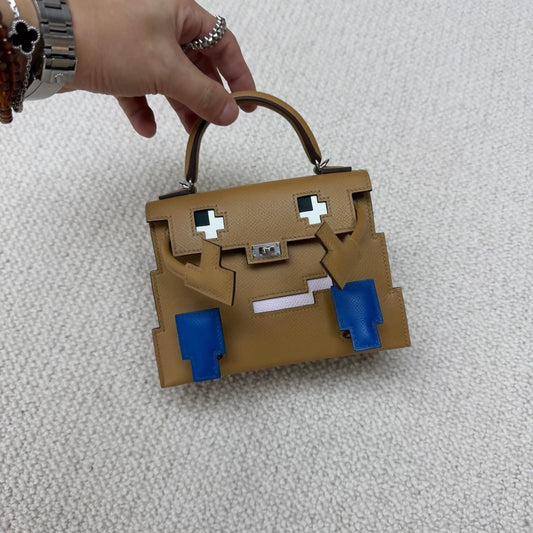 HERMÈS KELLY PICTO DOLL BISCUIT EPSOM LEATHER PALLADIUM HARDWARE