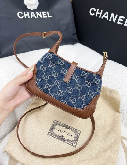 Gucci blue denim and leather Jackie1961 mini bag