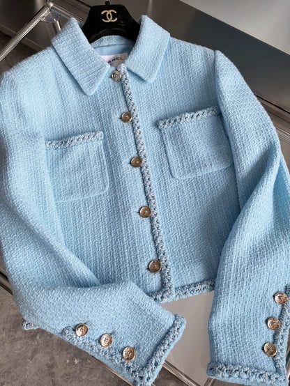 Chanel 25B Blue Tweed Jacket