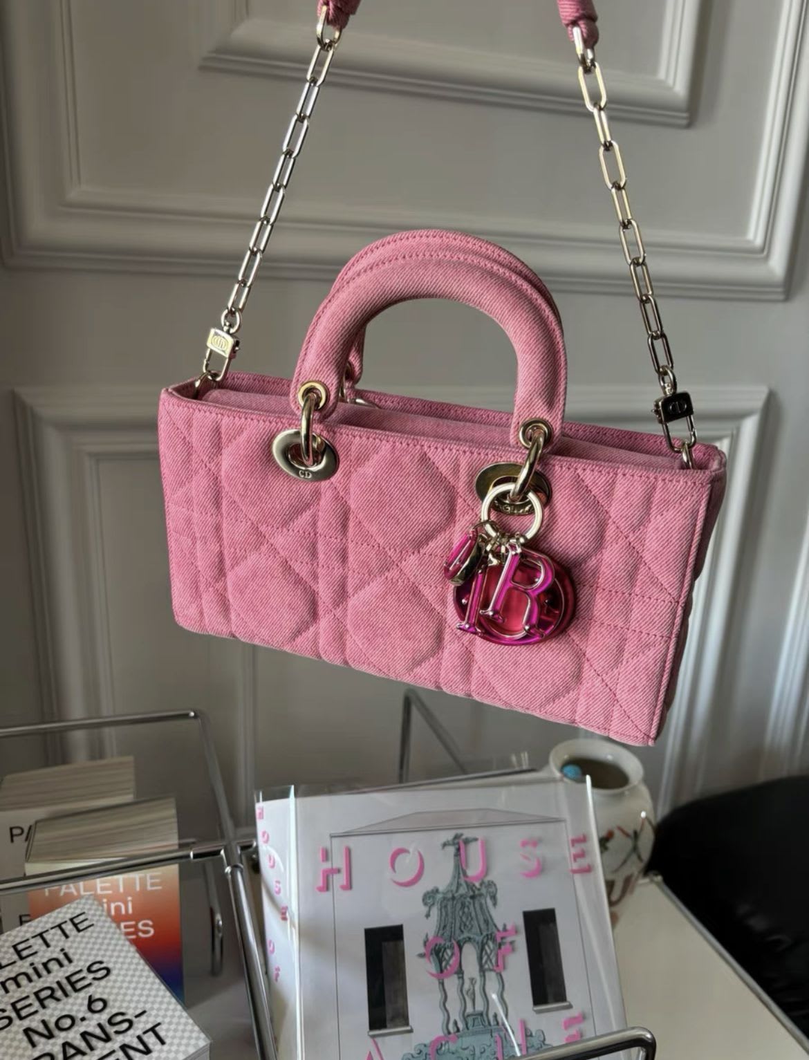 DIOR CHRISTIAN DIOR Denim Macrocannage Lady D-Joy Pink - Medium Crossbody Bag - Used fashion item from Wararni