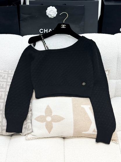 Chanel 23B black cashmere top