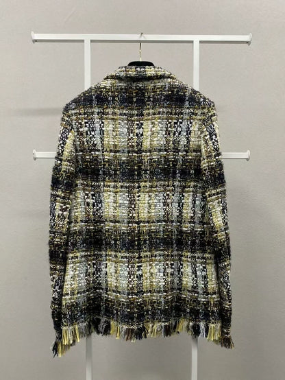 Chanel 19K in gold, black, white and brown tweed jacket