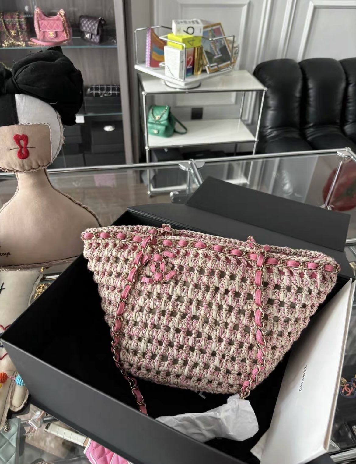 CHANEL 23P Woven straw beach shopping bag – Wararni.com