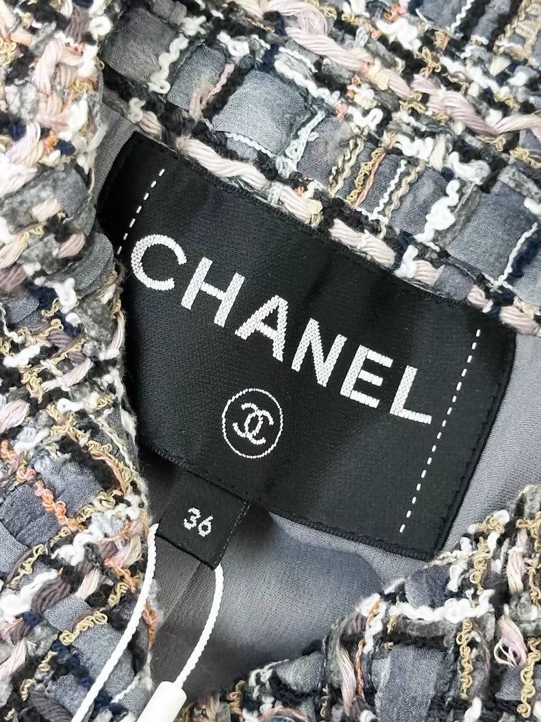 Chanel 20S grey sequined tweed jacket