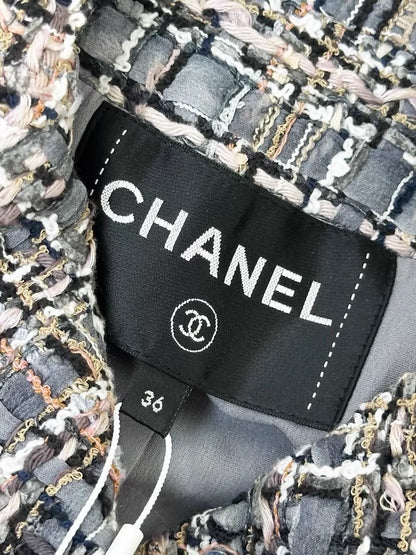 Chanel 20S grey sequined tweed jacket