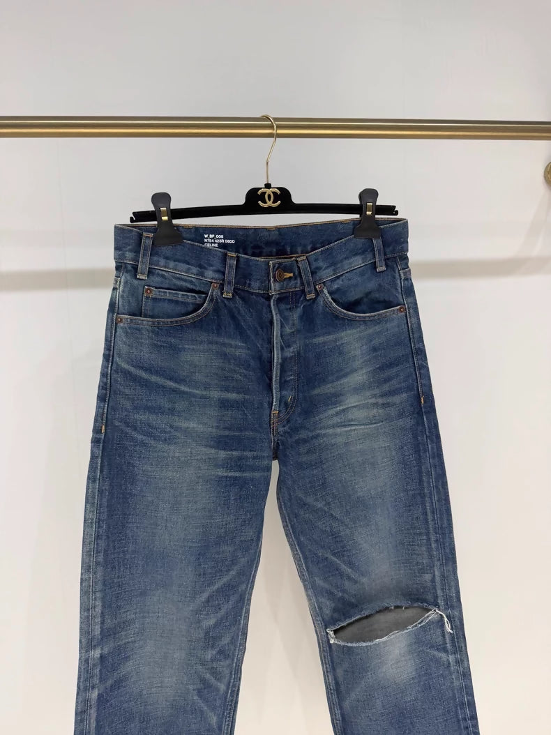 Celine classic distressed jeans with ripped details,