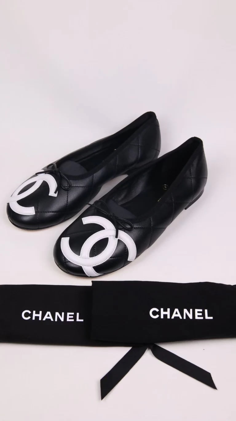 Chanel 26M Coco Beach Black Cambon Ballet Flats