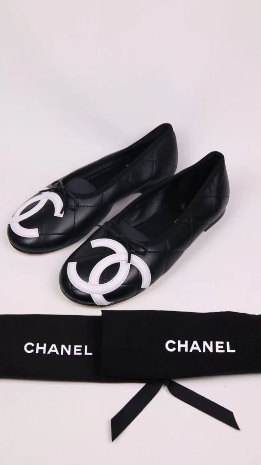 Chanel 26M Coco Beach Black Cambon Ballet Flats