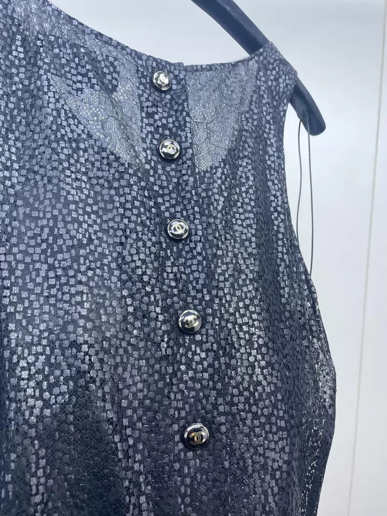Chanel black silk dress