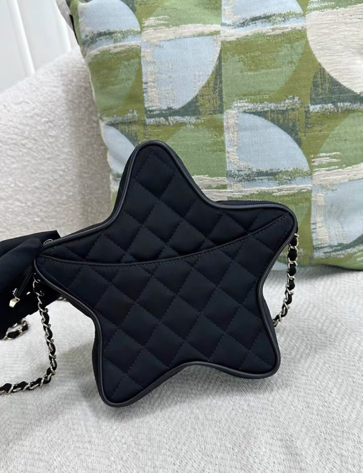 Chanel 24C black satin star bag