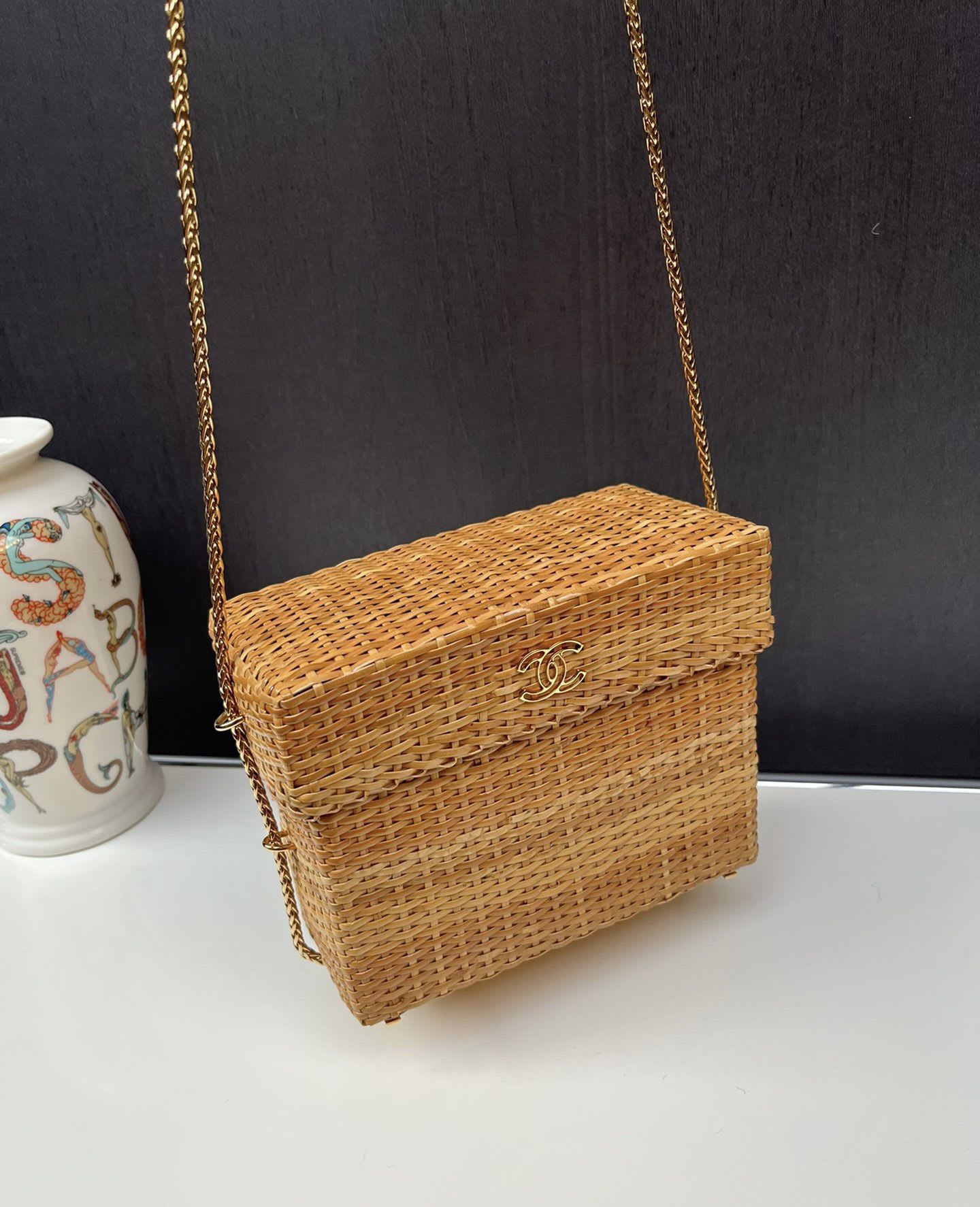 Rare vintage Chanel Bamboo Chain Box Bag