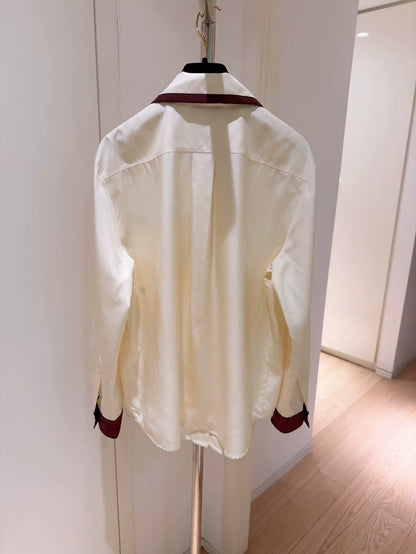 Chanel 23P Cream Yellow Logo Embroidered Single Pocket Shirt