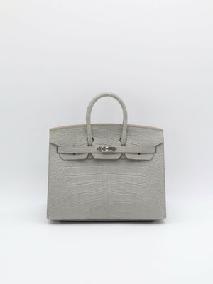 Hermès Birkin 25 Matte Alligator Mississippiensis Gris Perle PHW K 2025