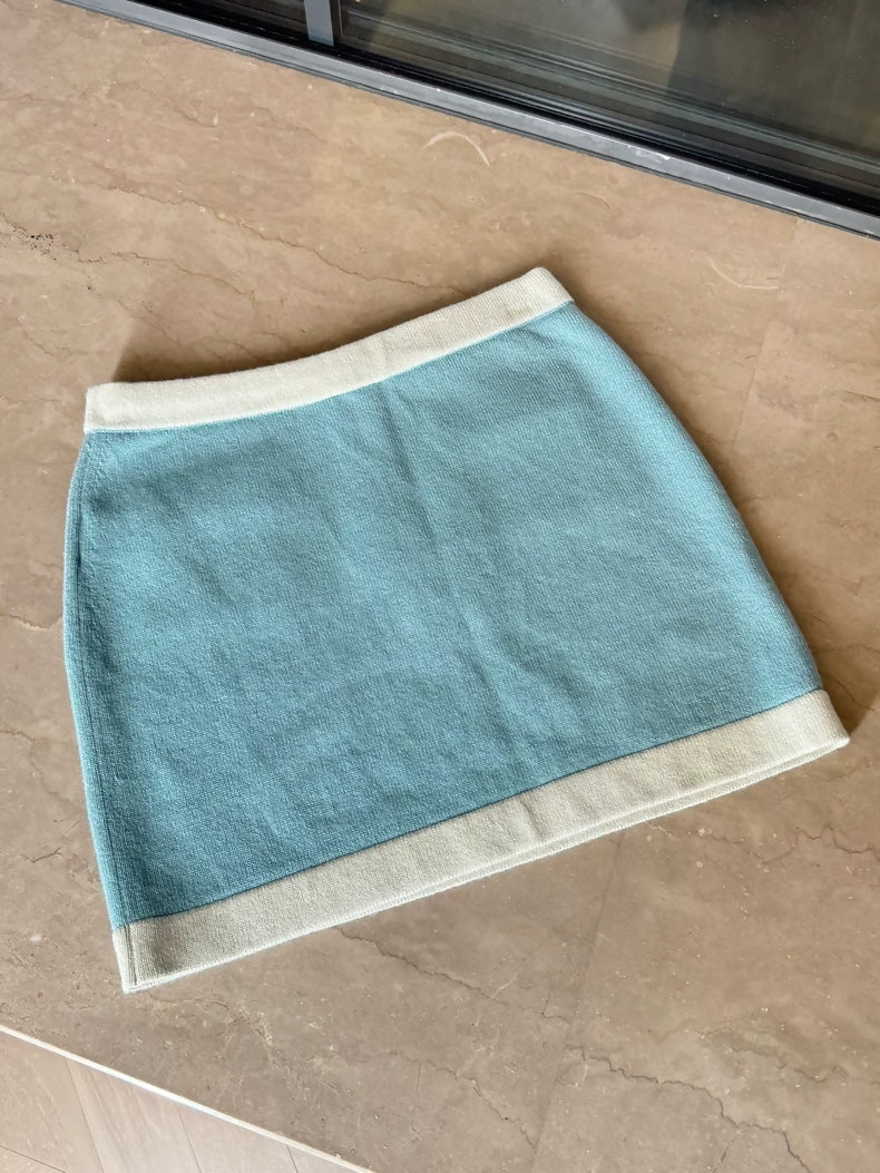 Chanel 25A Blue Knit Skirt